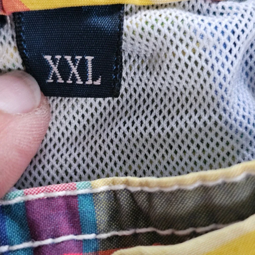 Polo Ralph Lauren Men XXL Yellow Plaid Swim Trunks Board Shorts Mesh Lined Cargo
